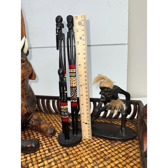Tribal Elephant Home Decor Brown Wooden Figurine Bundle - Picture 7 of 12